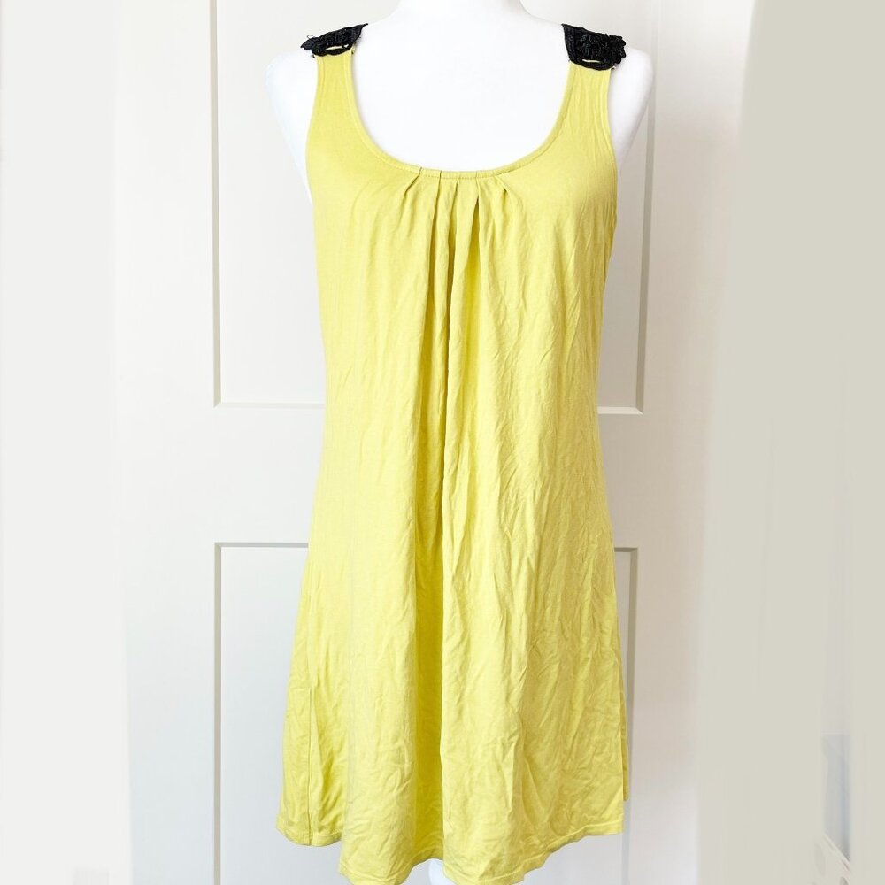 Yellow Sleeveless Tunic Black Crochet Back By INC International Concepts Size M